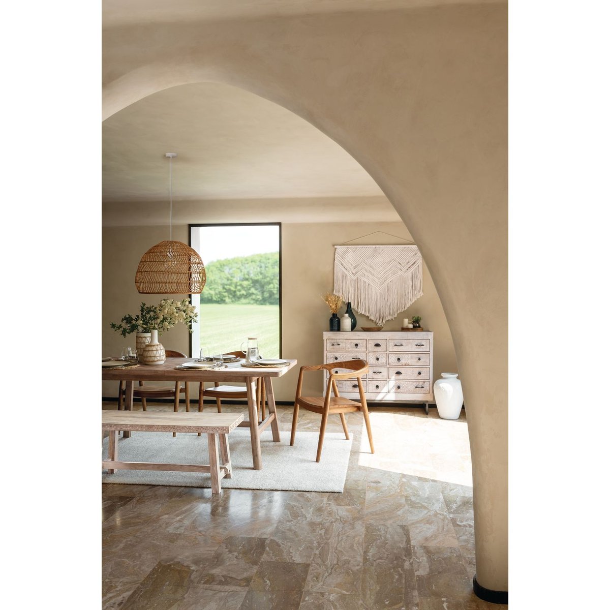 Lot de 2 fauteuils à dîner en teck naturel MIYAKO marron, TOILINUX