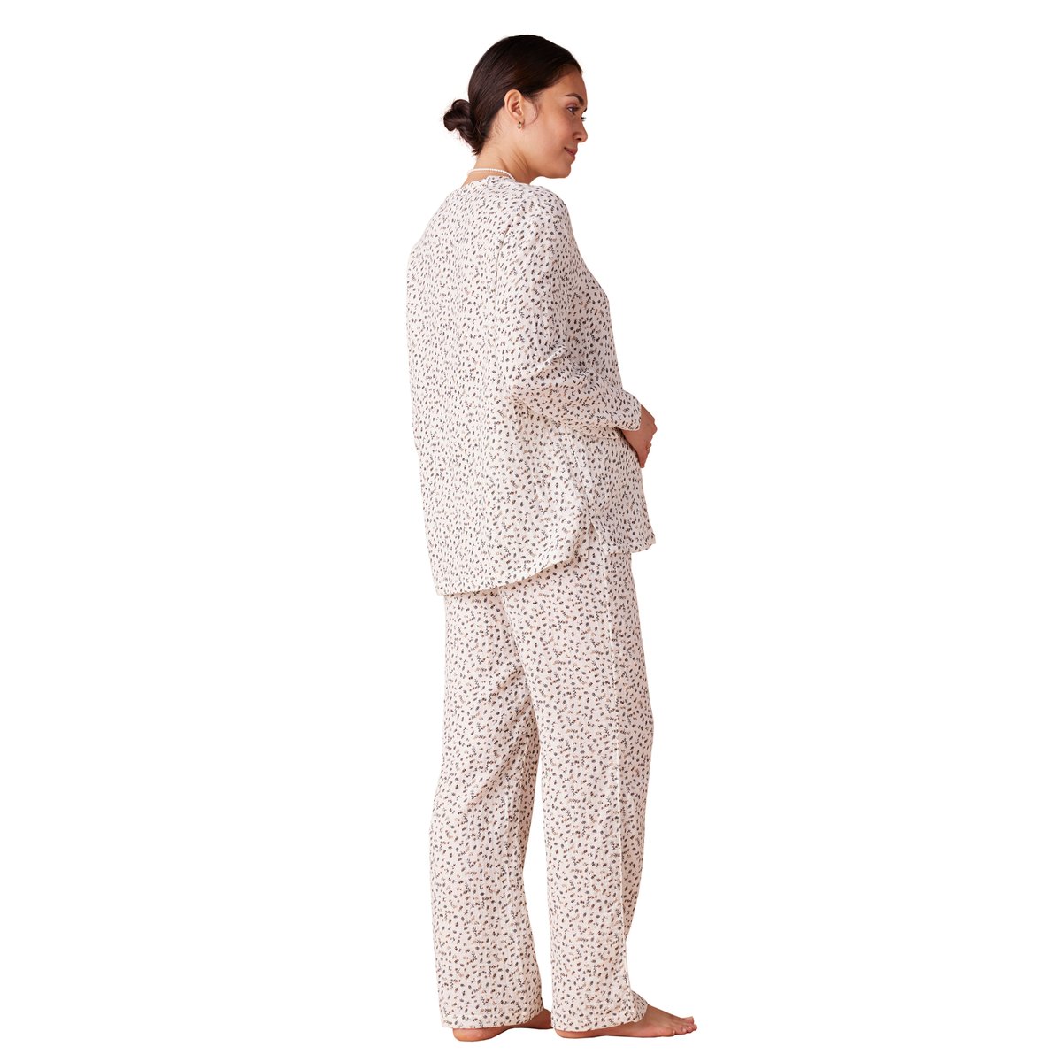 Pyjama grossesse 2 pièces en gaze de coton écru, ENVIE DE FRAISE