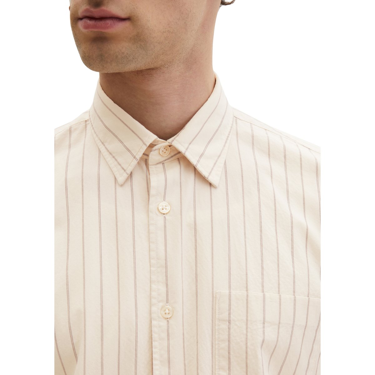 Chemise shaped en popeline de coton bio en mouvement beige, MARC O'POLO