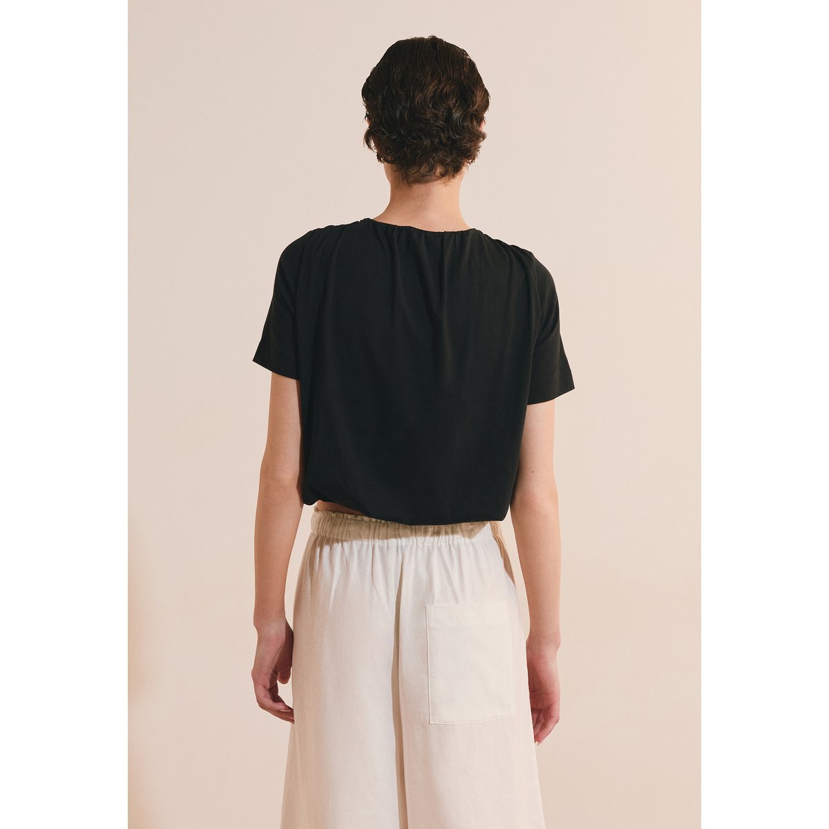 T-shirt bouffant en coton A MIA noir, ETAM