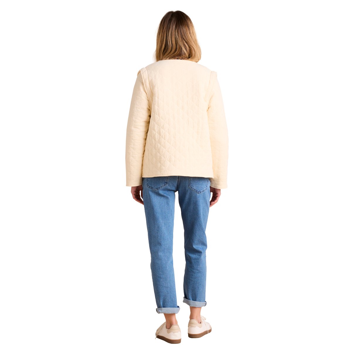 Veste matelassée évolutive grossesse et post grossesse en gaze de coton écru, ENVIE DE FRAISE