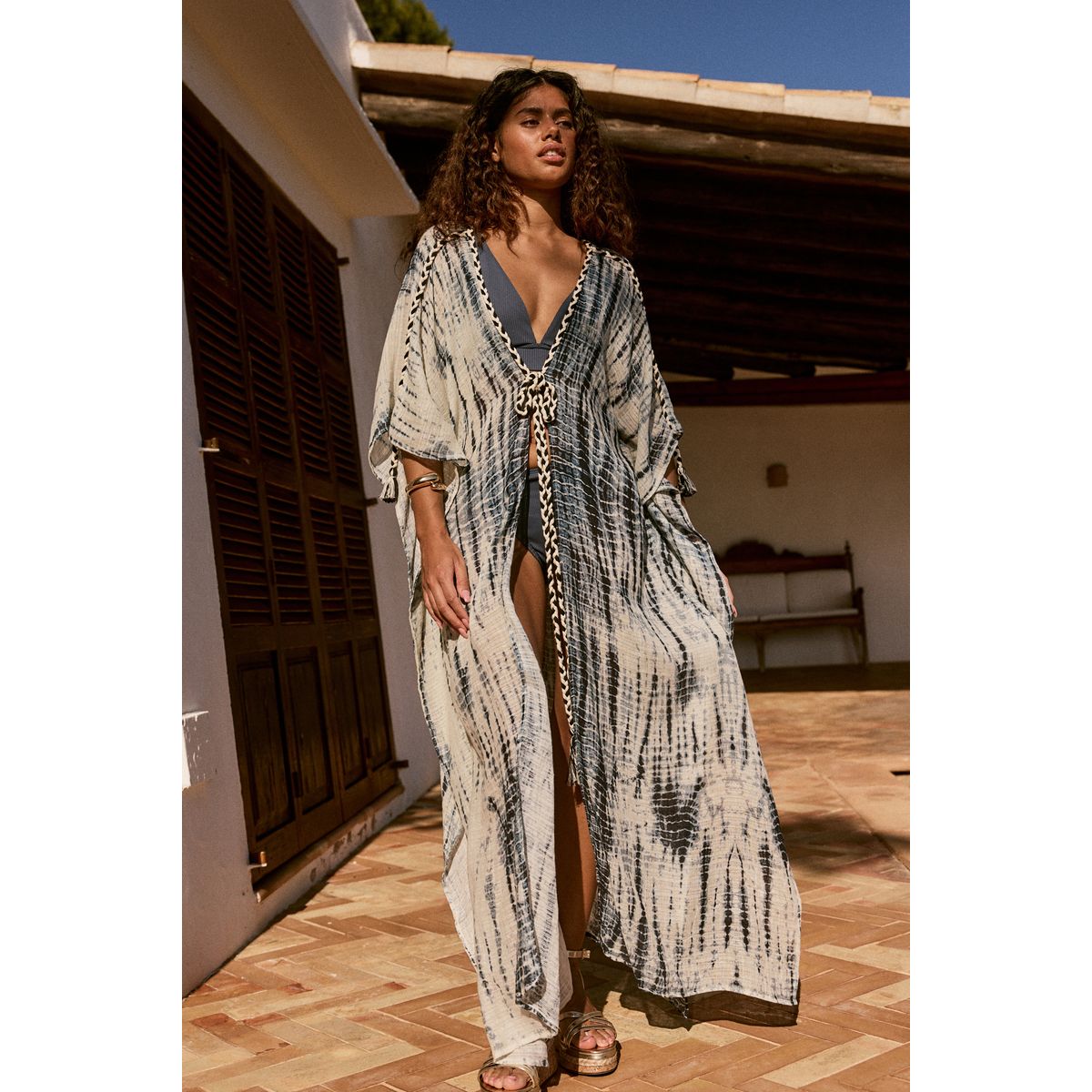 Caftan à enfiler bleu effet dégradé, NEXT