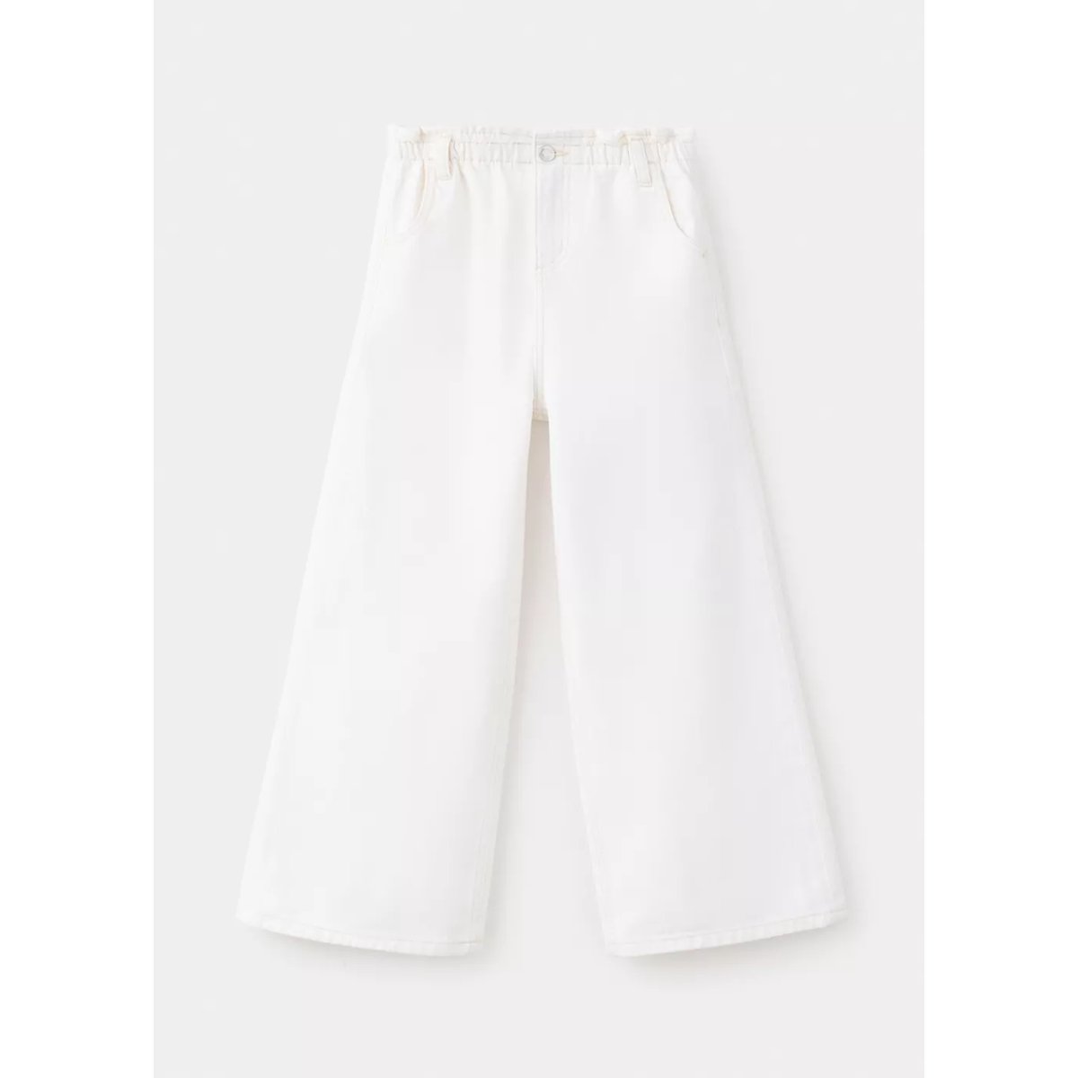 Jean wideleg taille élastique blanc cassé, MANGO KIDS