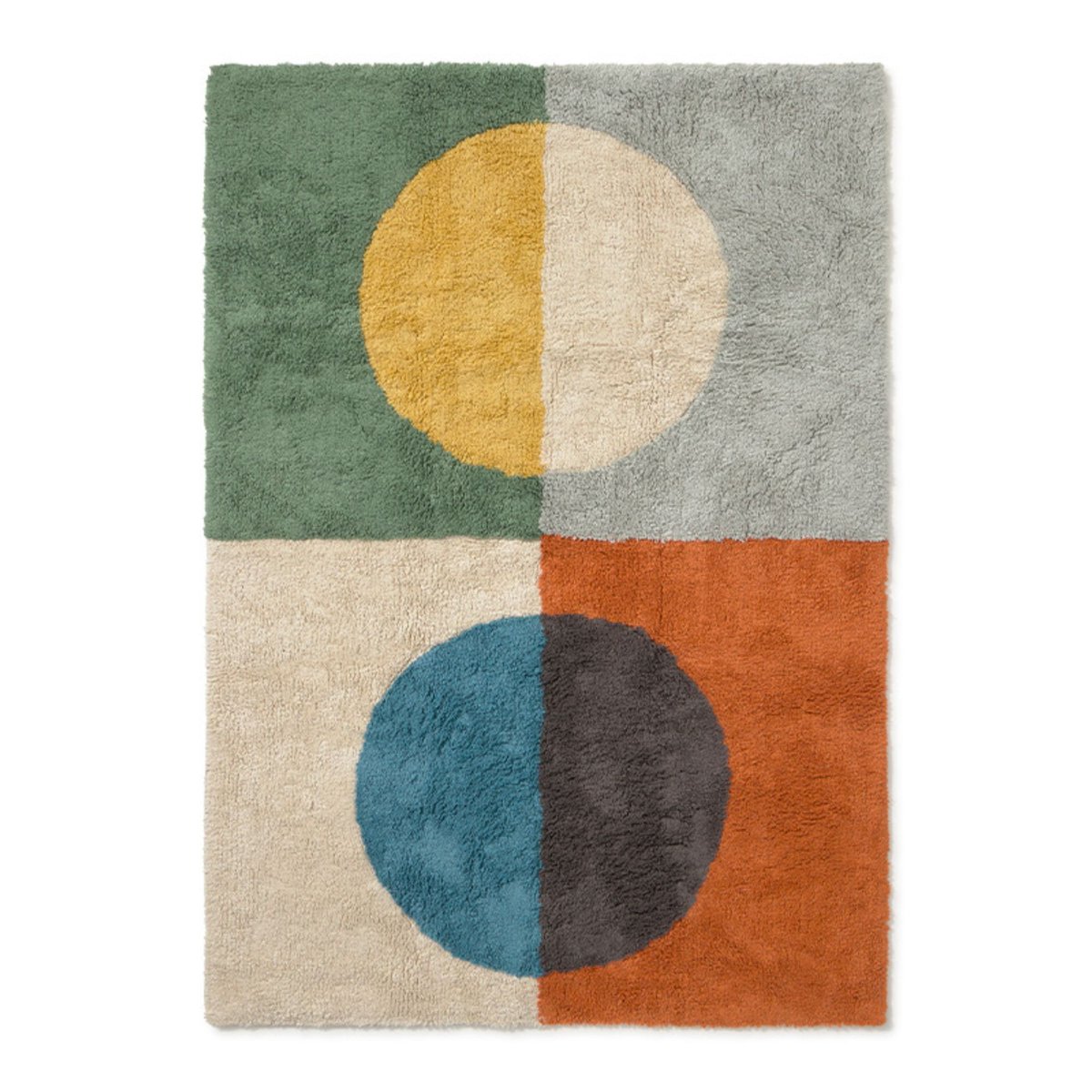 Tapis lavable, lentille à illusion rectangulaire LESS IS MORE bleu wahle, landon frost, naturel, miel foncé, terre cuite, pétrole, gris foncé, LORENA CANALS