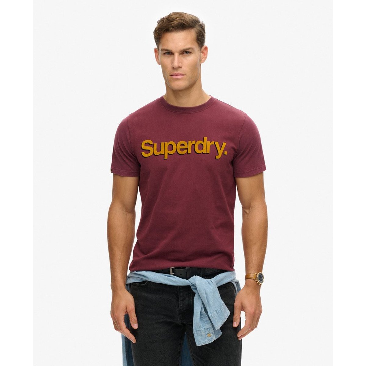 T-shirt classique Core Logo Shadow rouge porto, SUPERDRY