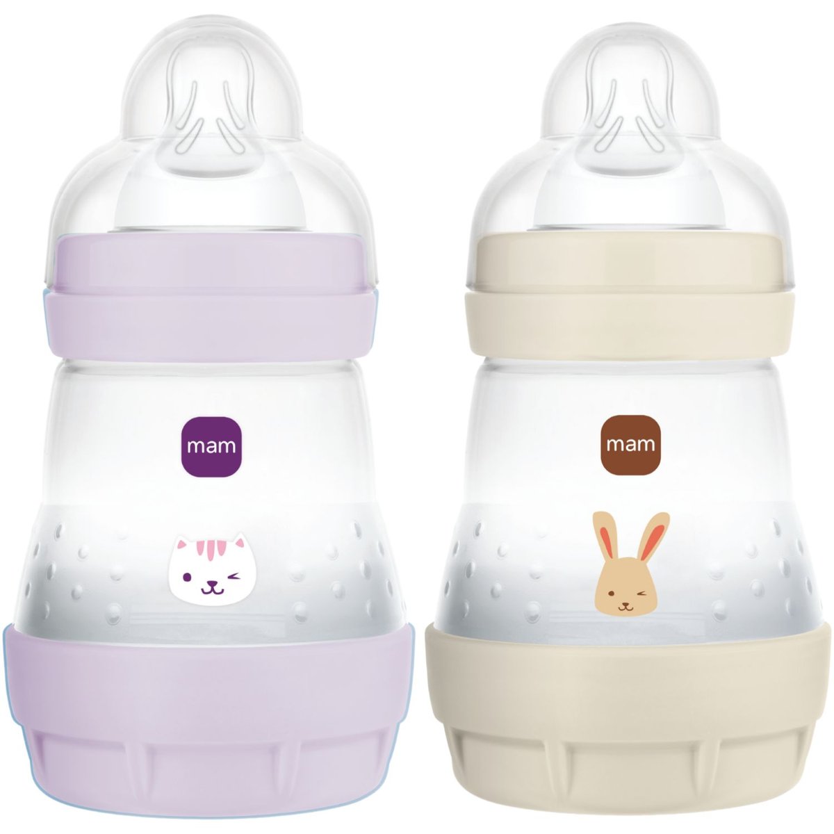 Lot de 2 biberons lilas, sable, MAM