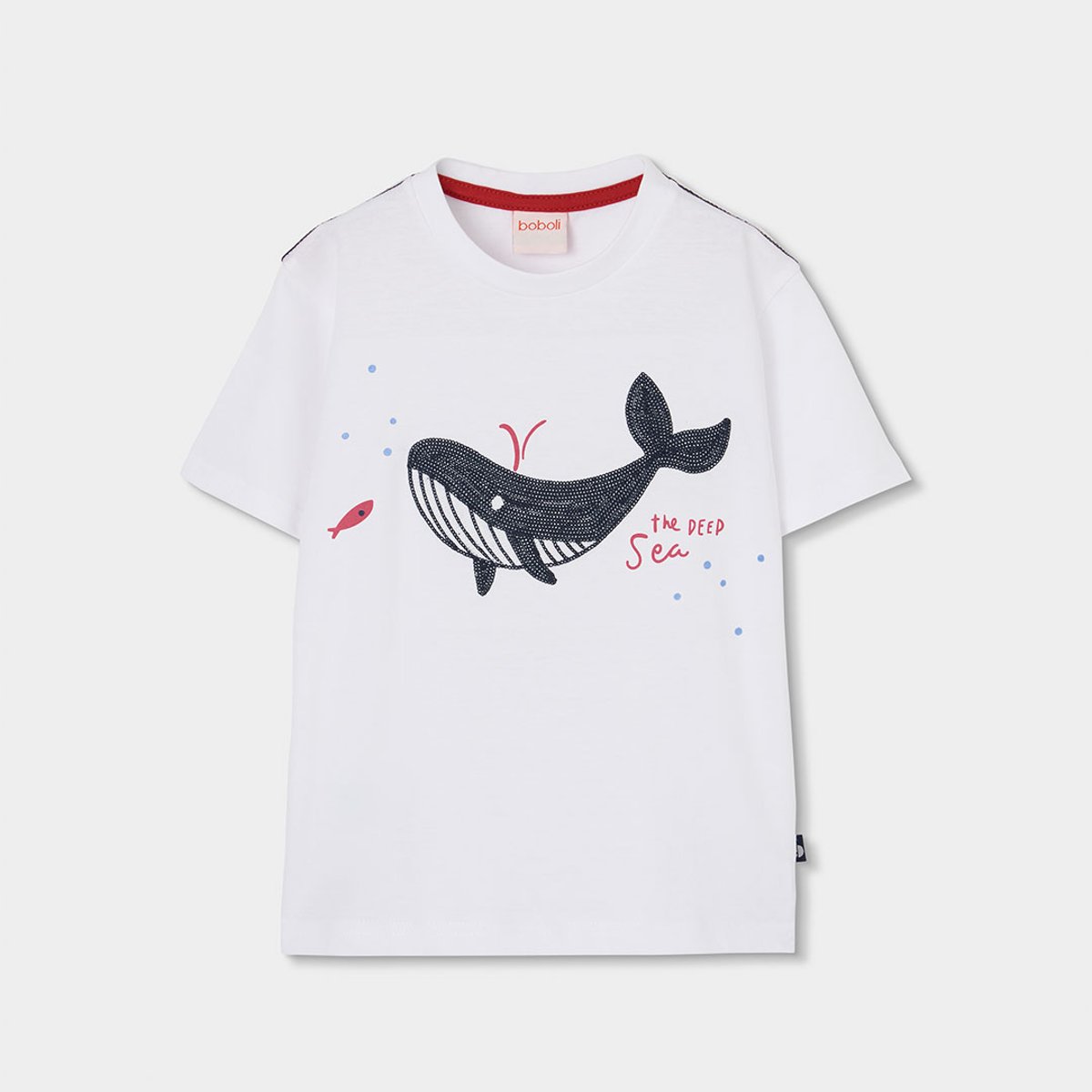 T-shirt enfant coton baleine blanc, BOBOLI