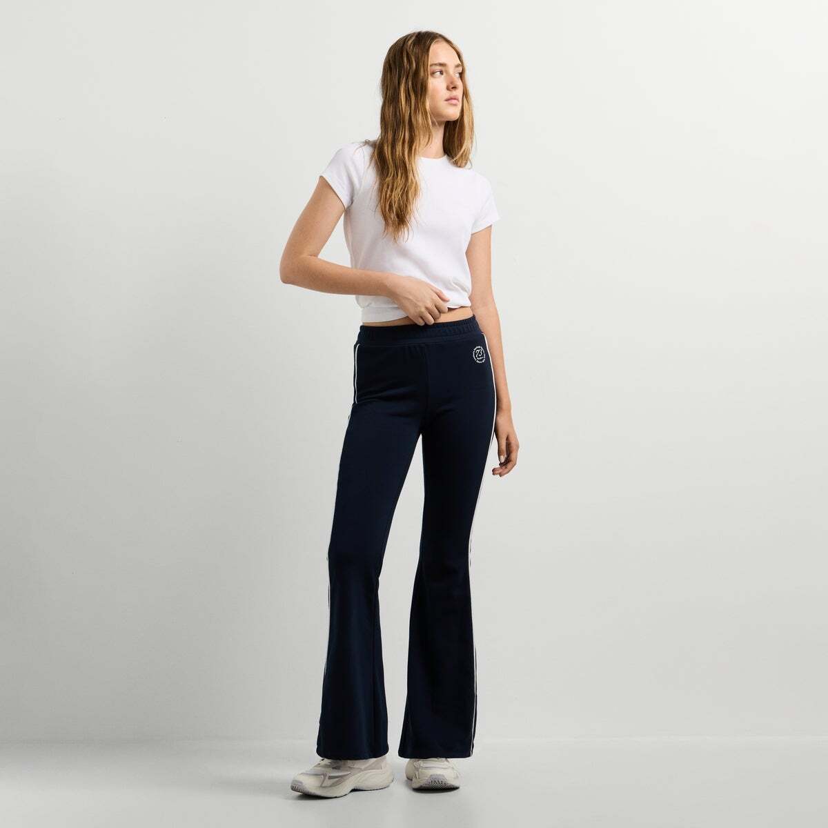 T-Shirt Côtelé À Logo Brodé blanc, PEPE JEANS