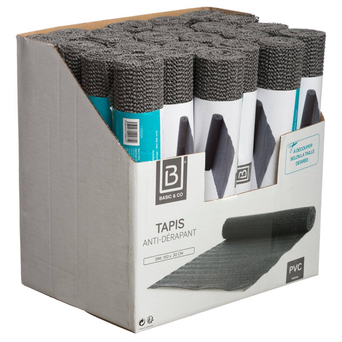Tapis anti-dérapant enroulable longueur 150cm gris, 5FIVE SIMPLY SMART