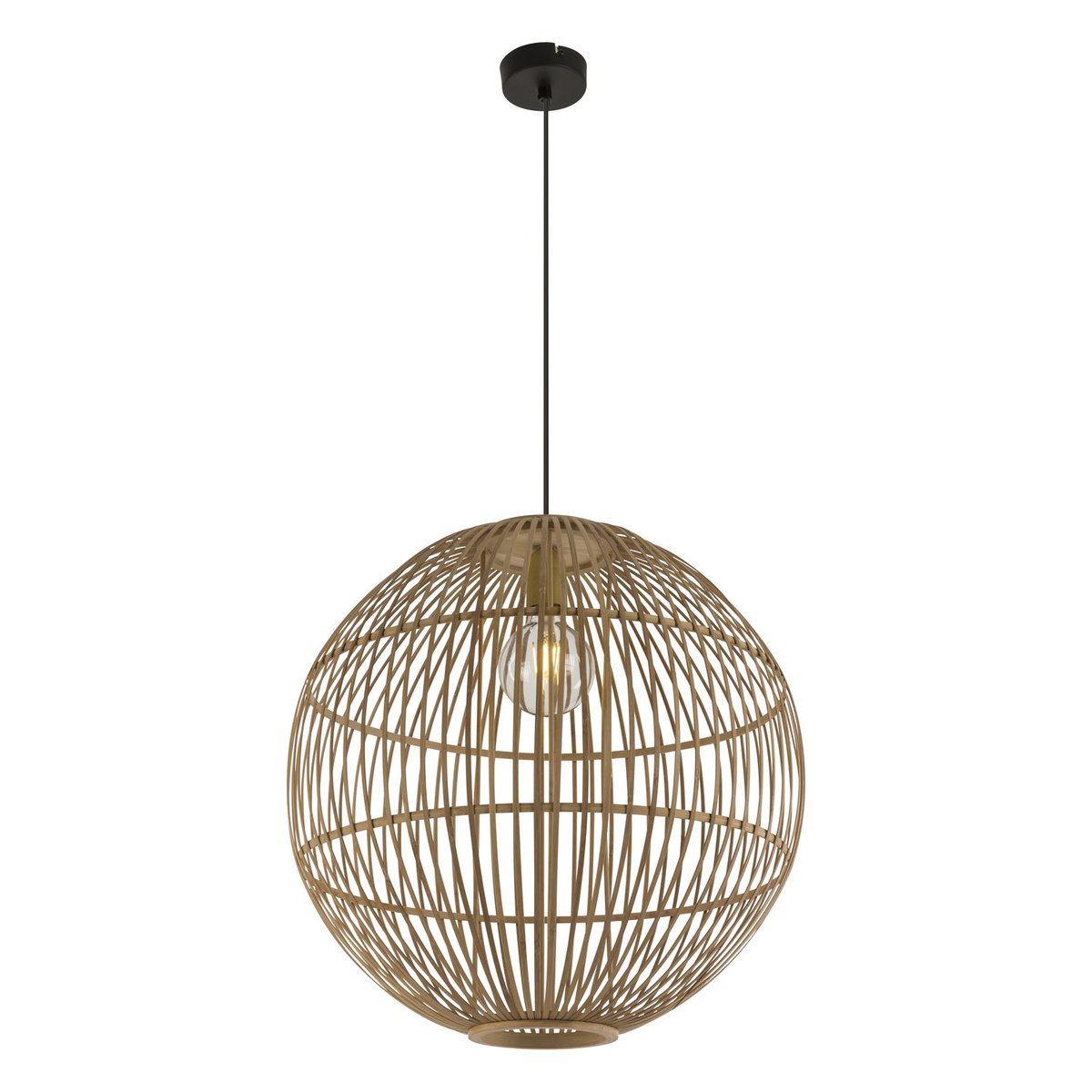 Suspension boule en bambou grand modèle HILDEGARD beige, GLOBO LIGHTING