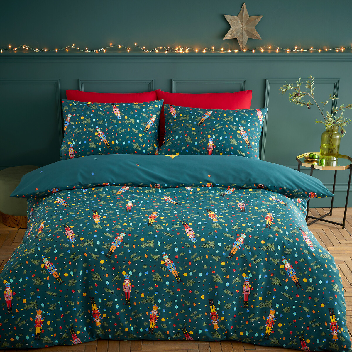 Nutcracker Duvet Cover and Pillowcase Set green, CATHERINE LANSFIELD