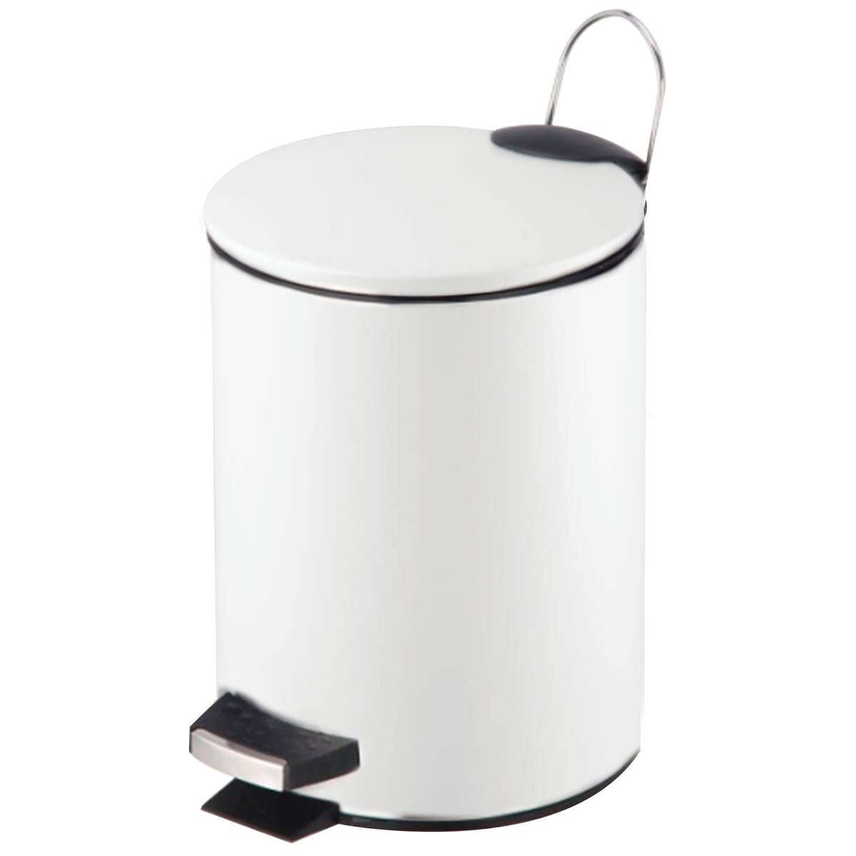 Poubelle salle de bain métal blanc ronde 5L blanc, WADIGA