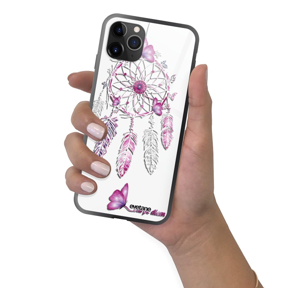 Coque en verre trempé iPhone 11 Pro carpe diem, EVETANE