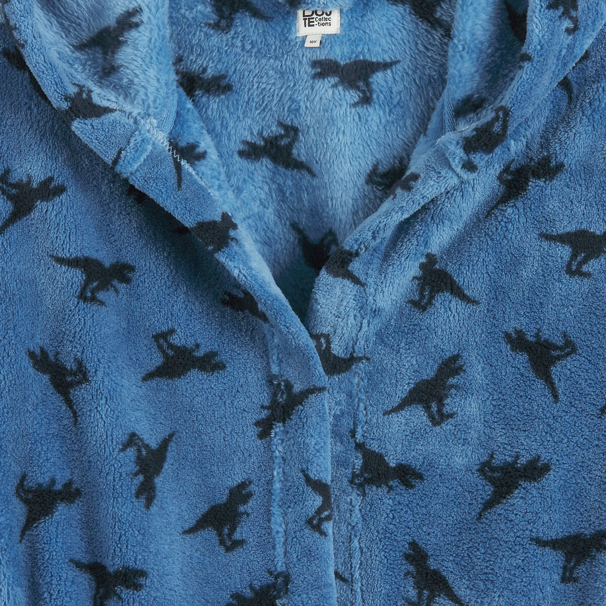Roupão com capuz em tecido polar, com motivo de dinossauros azul, LA REDOUTE COLLECTIONS