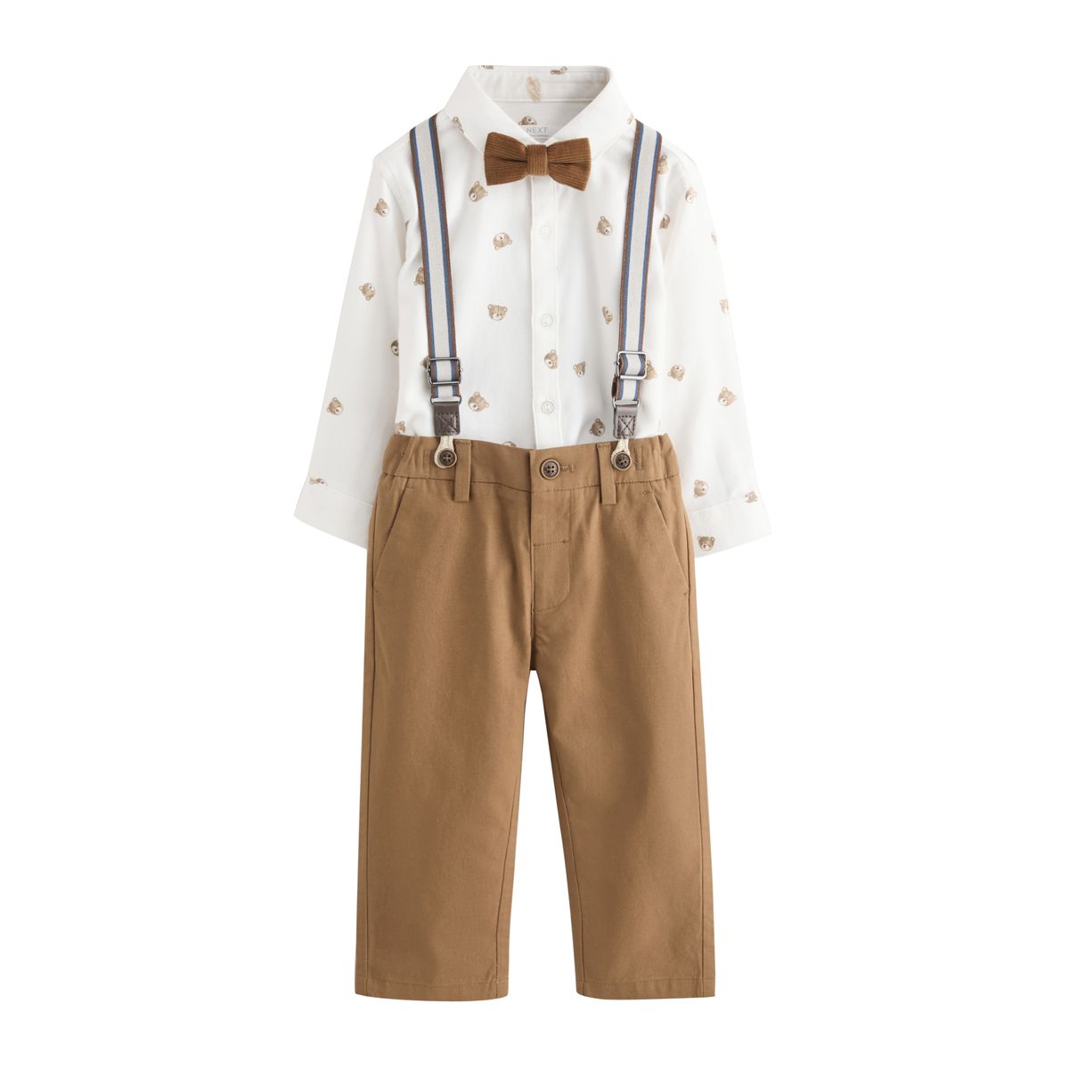 Chemise, pantalon, bretelles et nœud papillon ours brun bronzé, NEXT