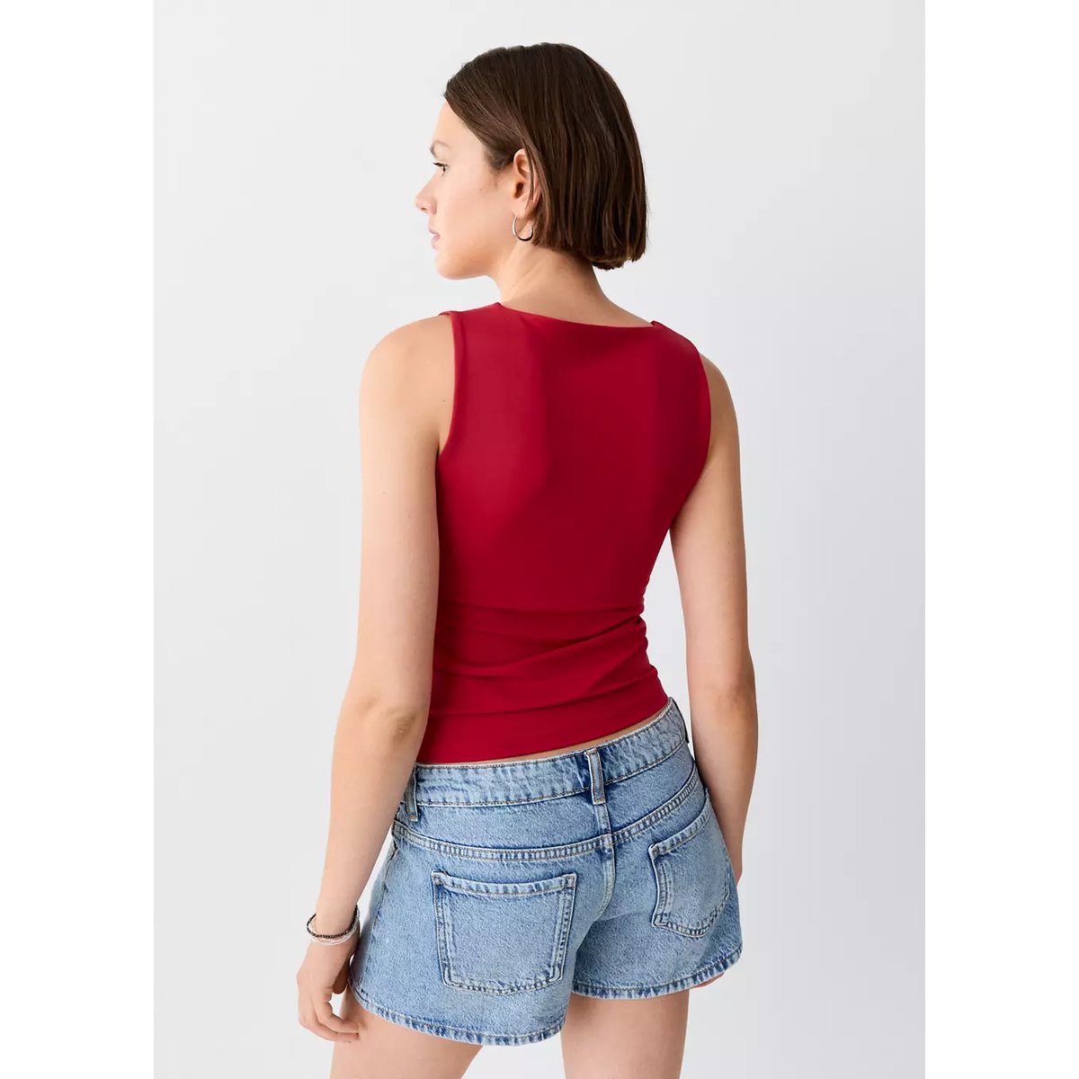Top à bretelles encolure carrée rouge, MANGO TEEN