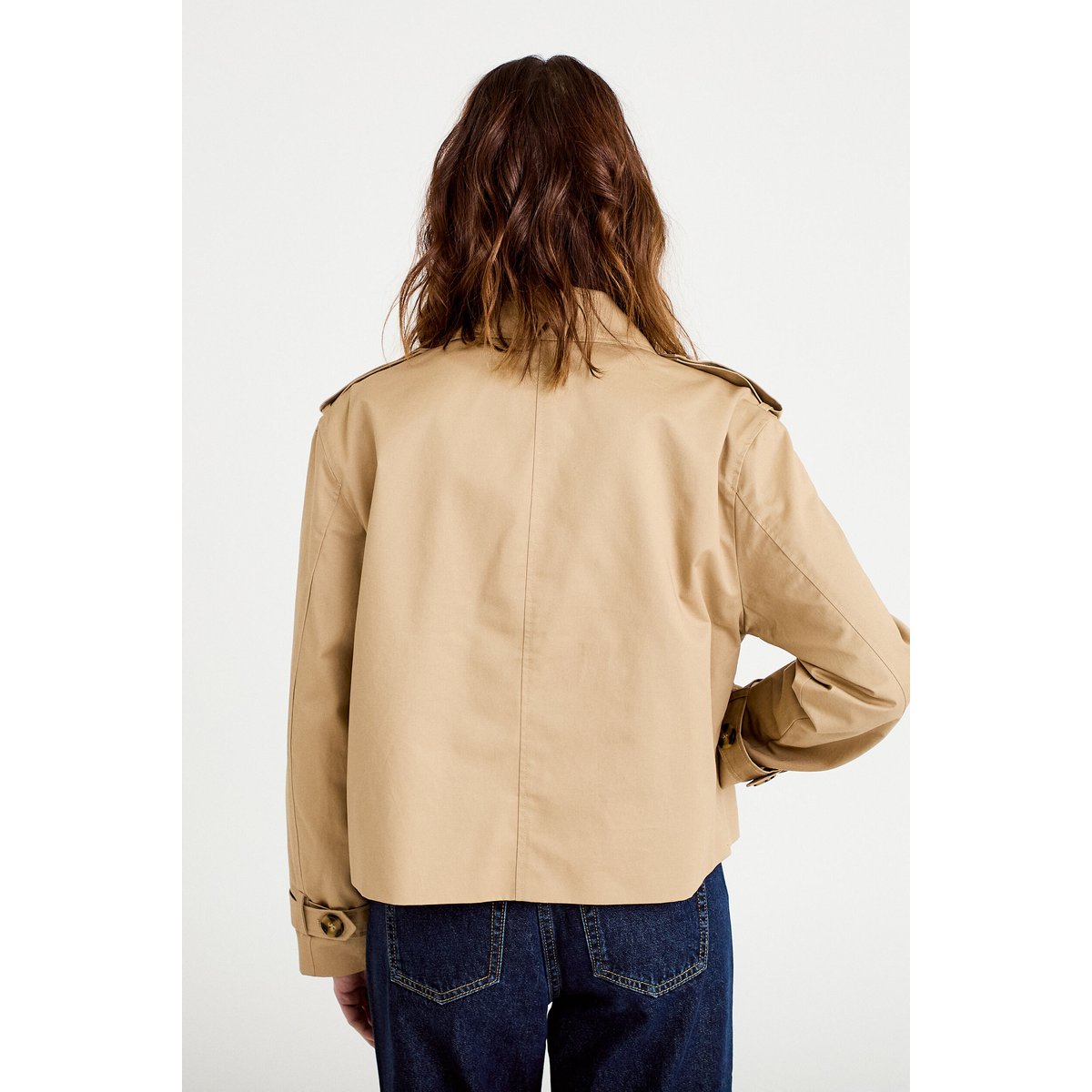 Trench droit court col tailleur sable, CACHE CACHE