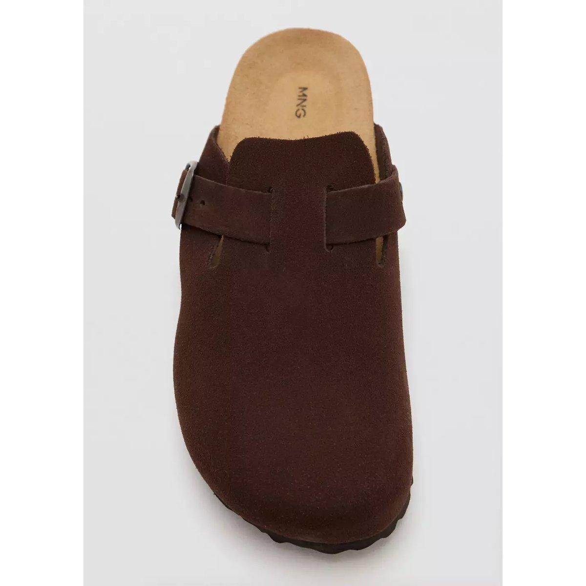 Sabots cuir boucle chocolat, MANGO TEEN