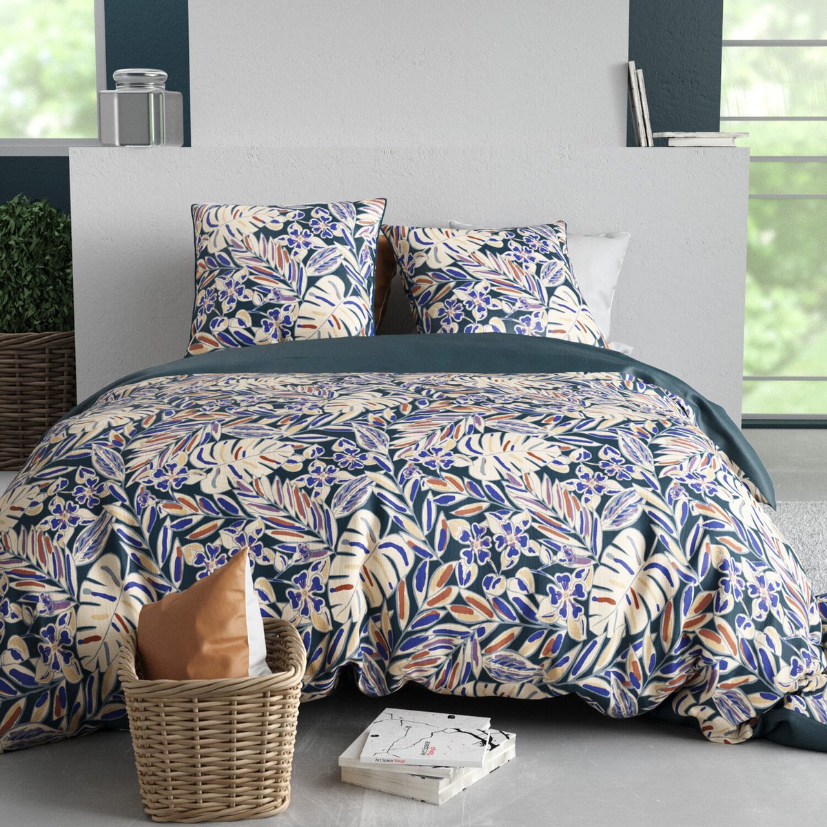 Parure housse de couette en coton imprimée, Nouk blanc, C DESIGN HOME TEXTILE