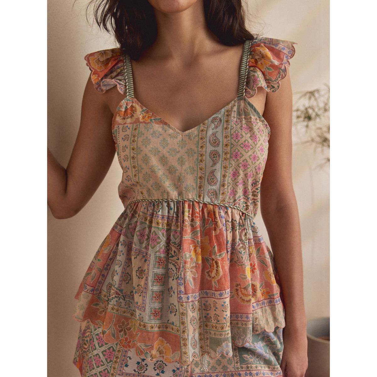 Ensemble pyjama short et caraco pêche rose cachemire, NEXT