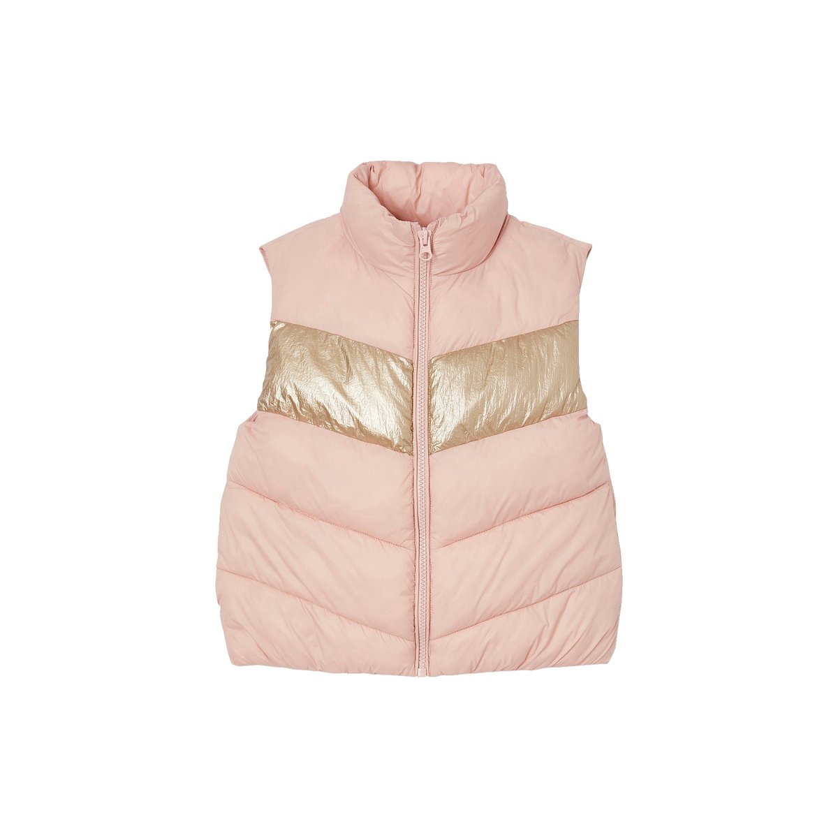Doudoune sans manches effet colorblock rose poudré, VERTBAUDET