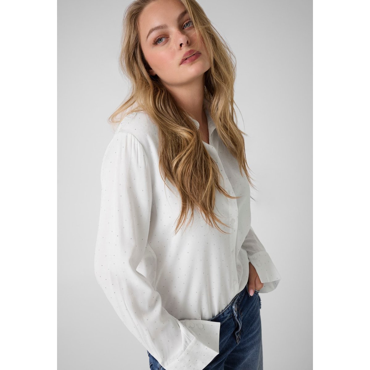 Chemise Cloutée blanc, GUESS