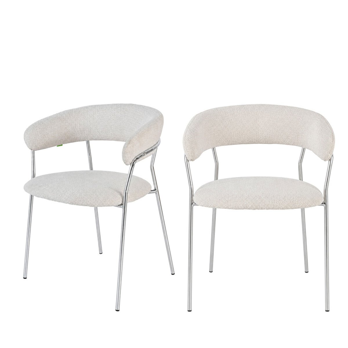 Lot de 2 fauteuils de table en tissu pieds chrome- CELESTY beige, DRAWER