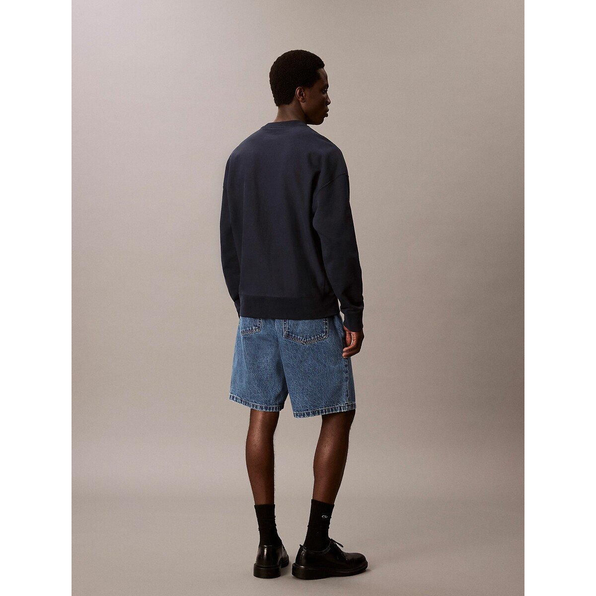 Sweat fermé col rond bleu marine, CALVIN KLEIN