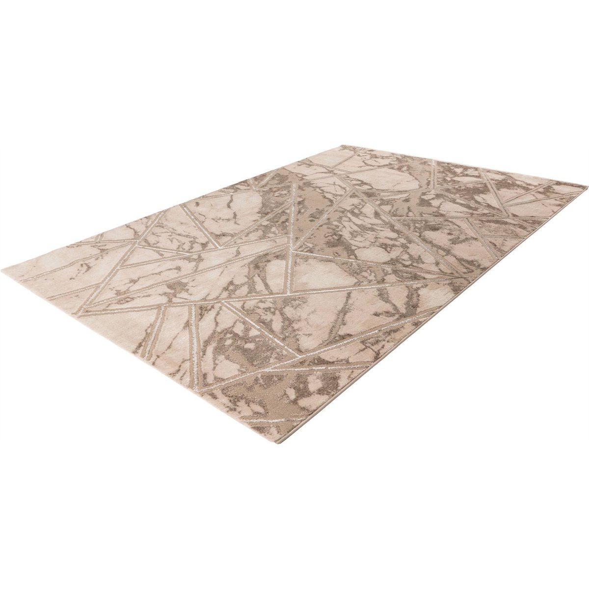 Tapis d'intérieur rectangulaire, Mineral beige sable effet marbre taupe, ARTE ESPINA