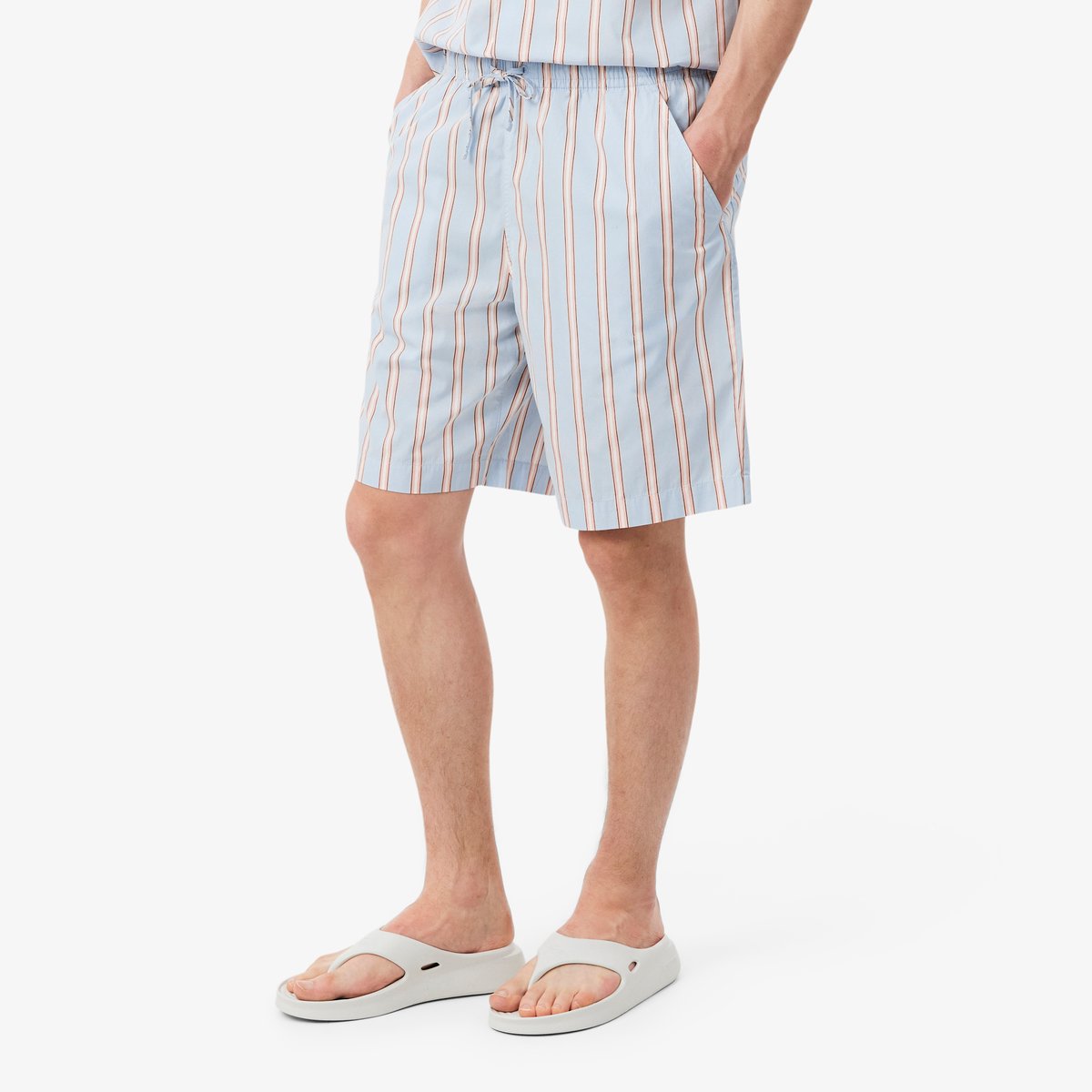 Short rayé popeline de coton bleu-zwv, LACOSTE
