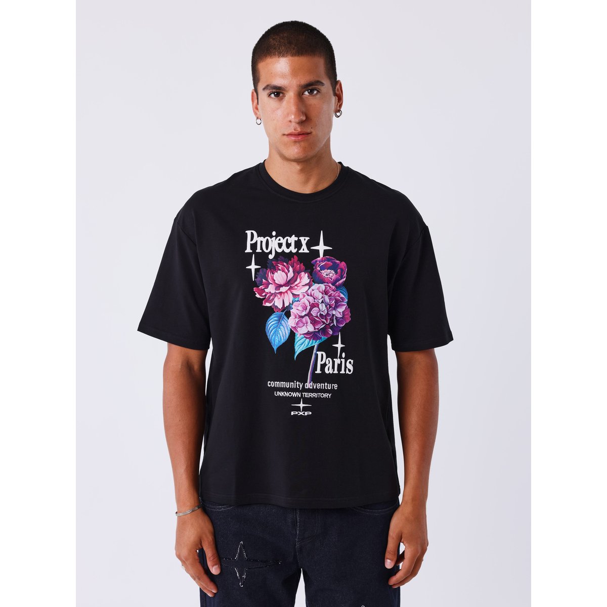 T-shirt Flower Power noir, PROJECT X