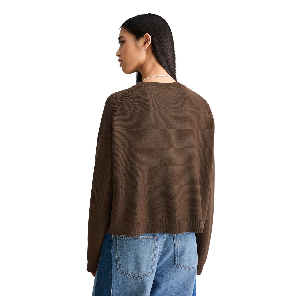 DfC Cardigan relaxed en fil de coton compact marron fonce, MARC O’POLO DENIM