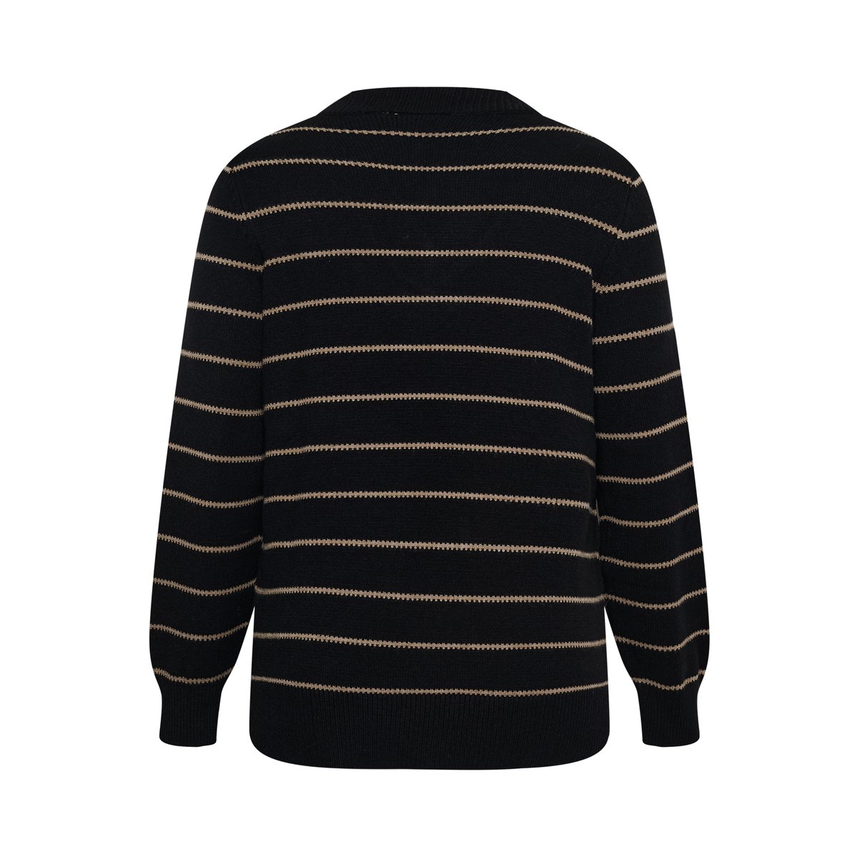 Pullover tricoté noir beige black/desert taupe m. stripe, KAFFE CURVE