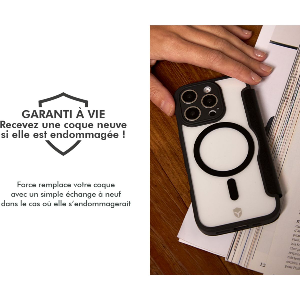 Coque étui Magnet S26+ noir couleur unique, FORCE CASE