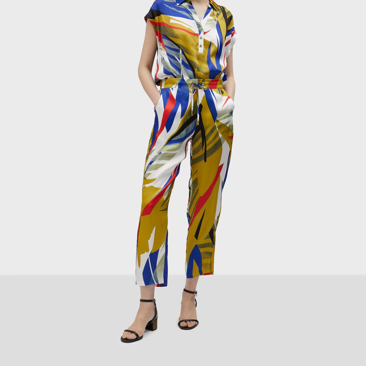 Pantalon chino avec cordon de serrage kaki clair, LOLA CASADEMUNT