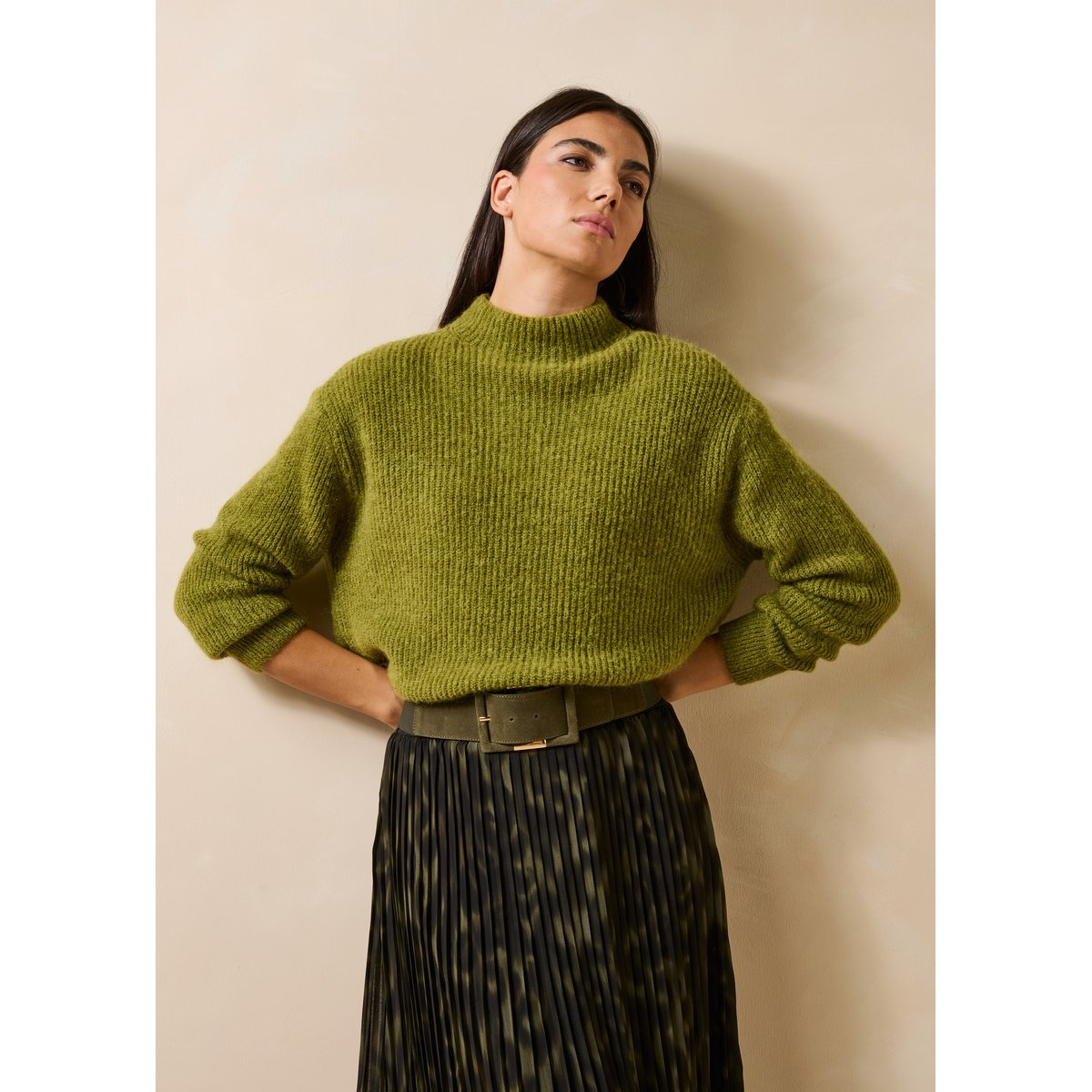 Pull ample manches longues col montant ginseng, LA FEE MARABOUTEE