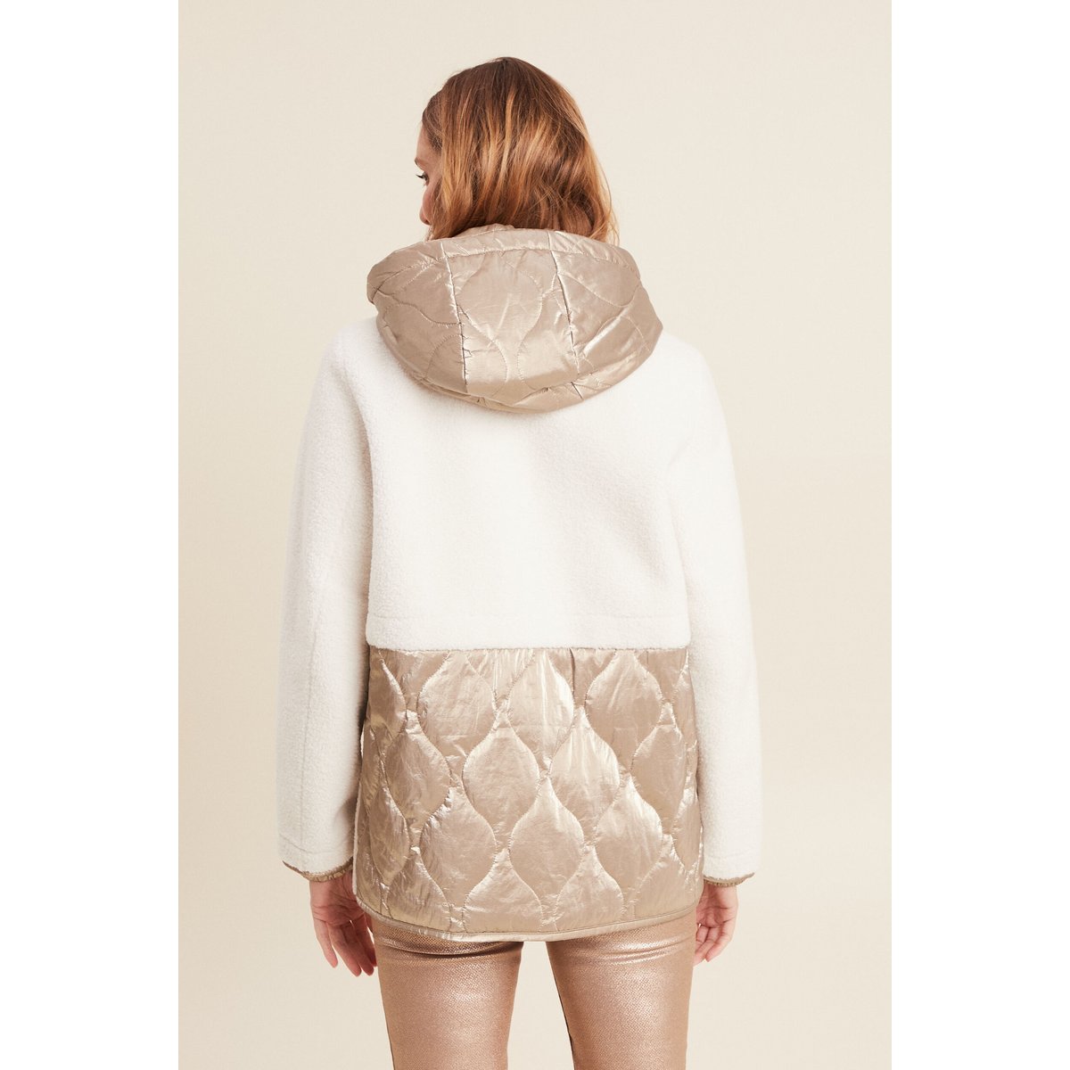 Manteau laine mouton à capuche ecru, BREAL