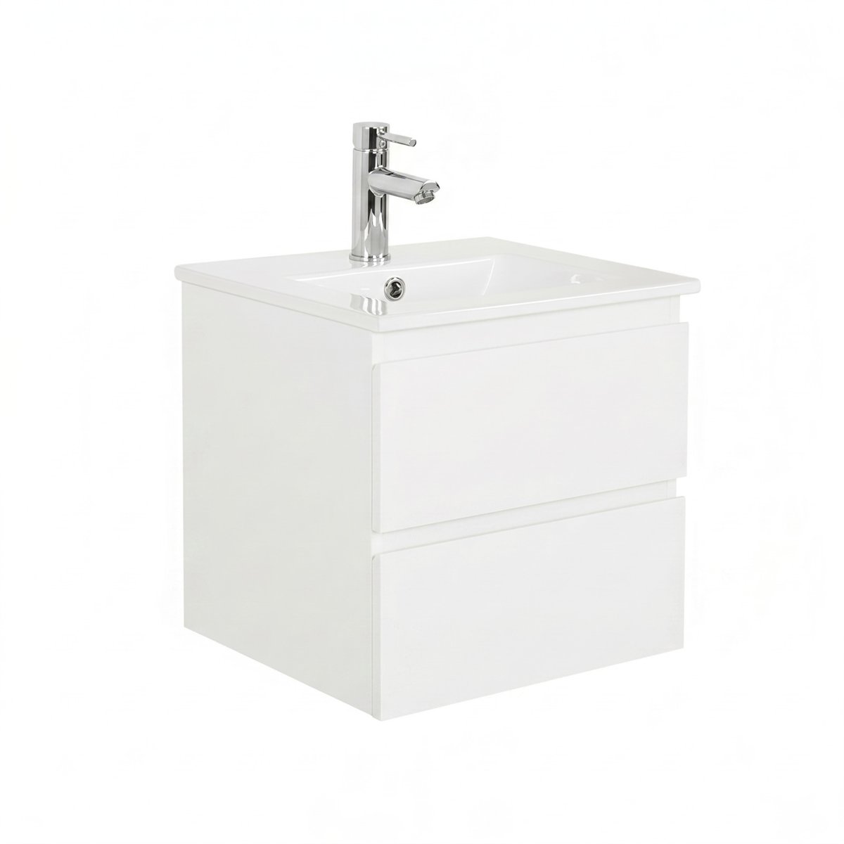 Meuble vasque 45cm et robinet chromé SORRENTO blanc satiné, MOB IN