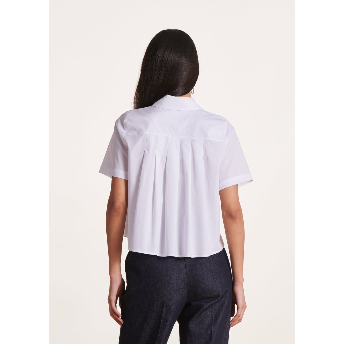 Chemise courte en popeline de coton blanc, LA FEE MARABOUTEE