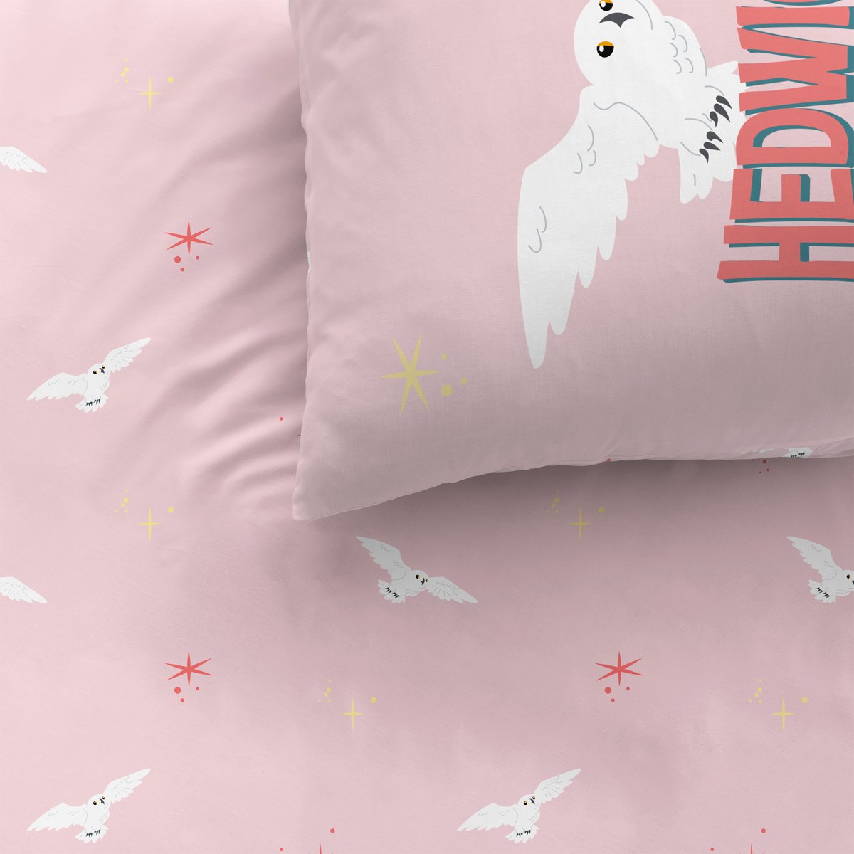 Parure de lit imprimée 100% coton, LETTERS rose, HARRY POTTER