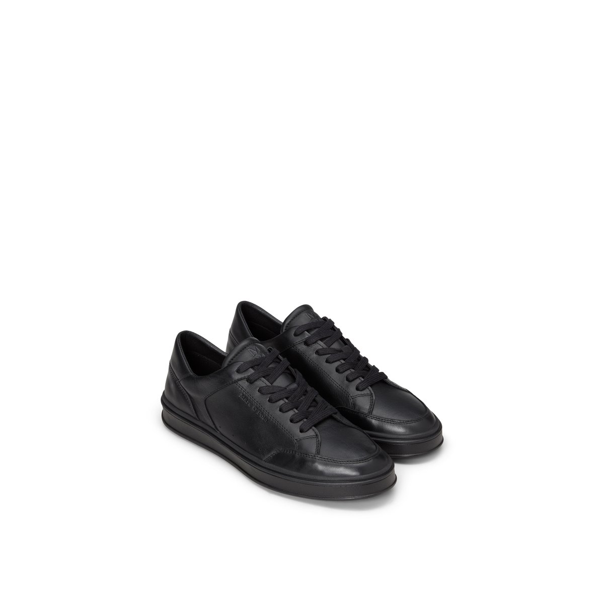 Modèle de baskets Enrique en cuir de vachette naturel noir, MARC O'POLO