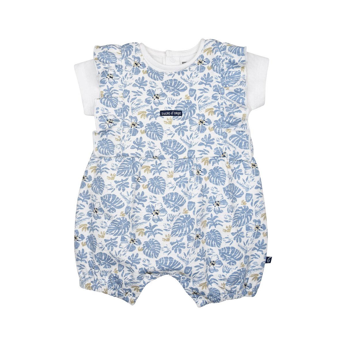 Tshirt salopette nancy maille court naissance blanc, SUCRE D'ORGE