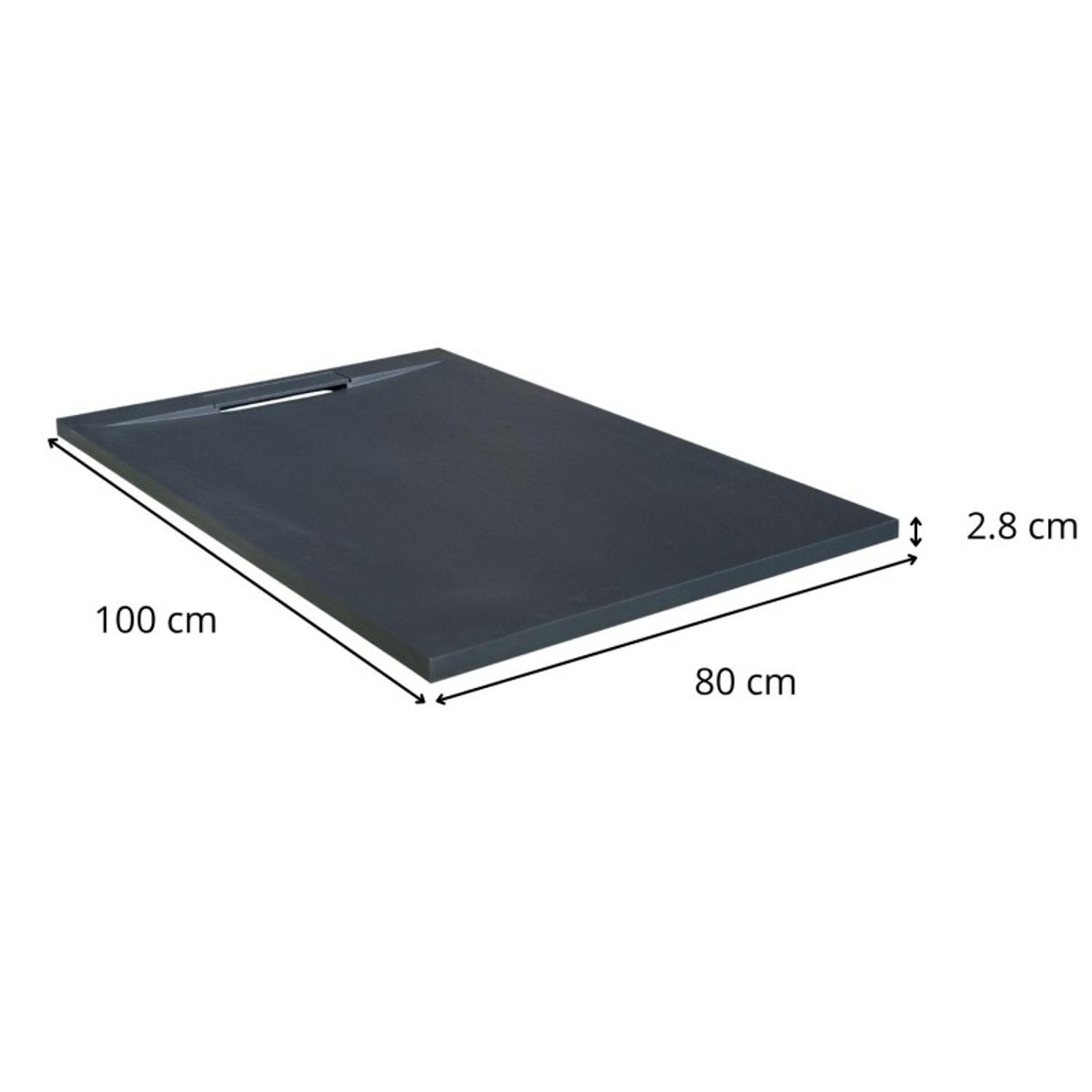 Receveur de douche aspect pierre extra-plat ONA gris anthracite, MOB IN