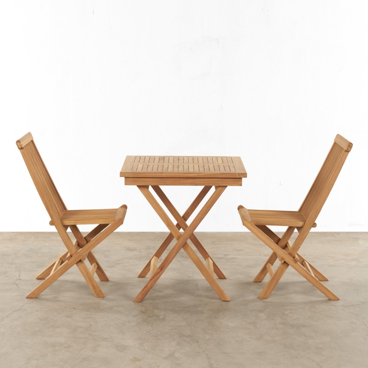 Ensemble table et 2 chaises de jardin en teck Harry naturel, WANDA COLLECTION