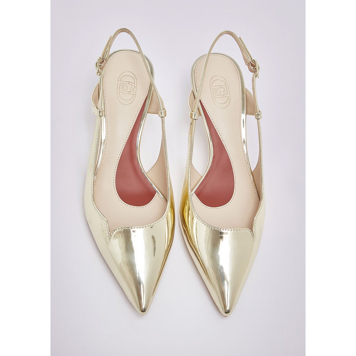Slingbacks en lamé effet miroir or clair, LIU JO