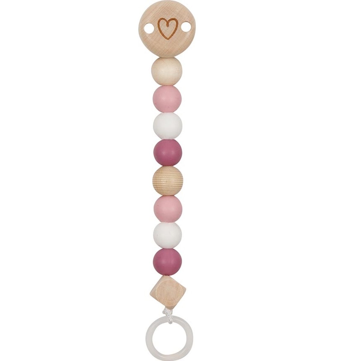 Accroche tétine cœur rose, GOKI