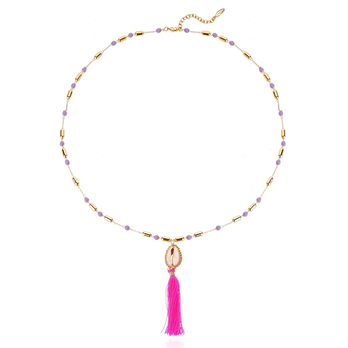 Collier avec perles et pendentif avec pompon TAMARA violet, HIPANEMA