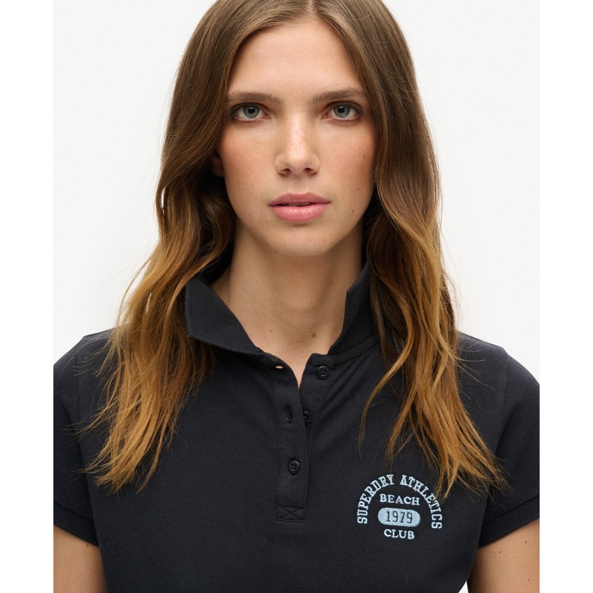 Polo ajusté Athletic Essentials 90s bleu marine éclipse, SUPERDRY