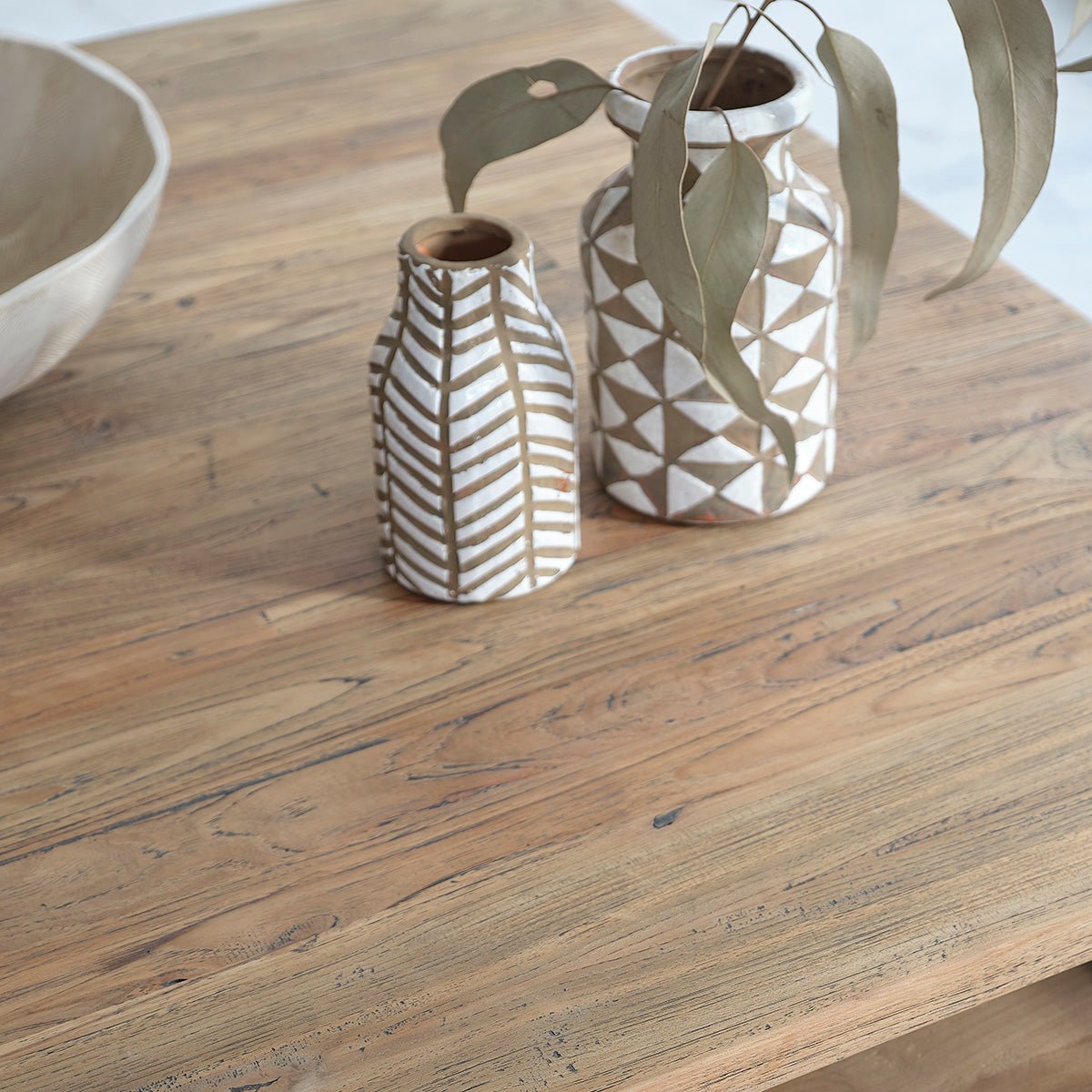 Table basse en bois de teck recyclé 120 cm CARGO naturel, BERAH GETAH