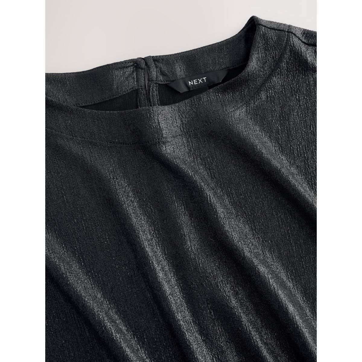 T-shirt droit à manches courtes lamé noir, NEXT